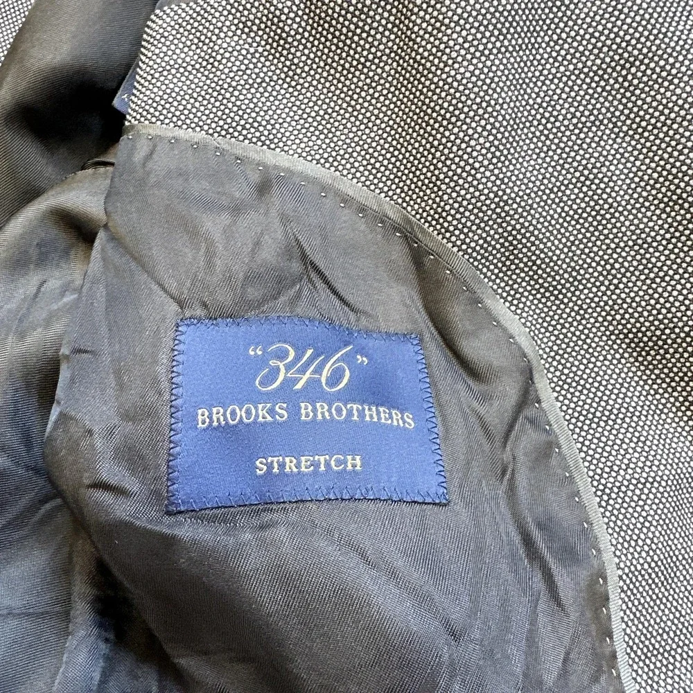Brooks Brothers 346 Blazer Mens 41R Gray‎ Stretch Wool Sport Coat Jacket Lined